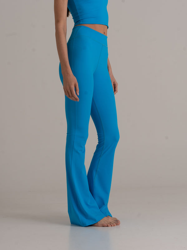 Flared Leggings - High Rise - turquoise