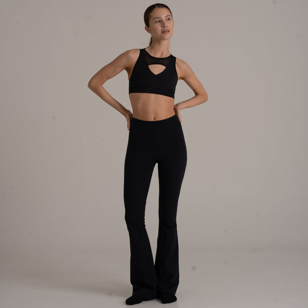 Flared Leggings + Sports Bra - Sport Set - Schwarz
