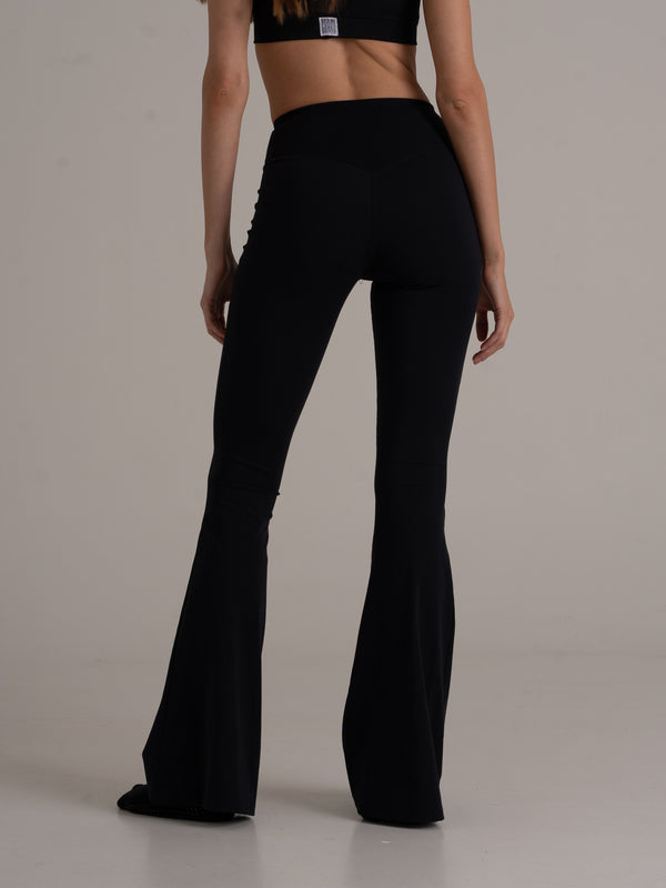 Flared Leggings - High Rise - Schwarz