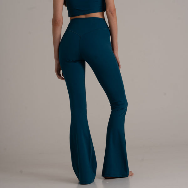 Flared Leggings - High Rise - dark green
