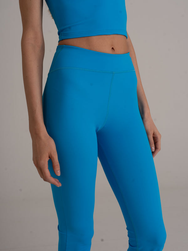Flared Leggings - High Rise - turquoise