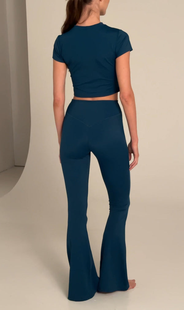 Flared Leggings - High Rise - dark green