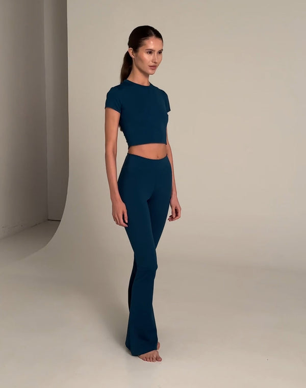 Flared Leggings - High Rise - dark green