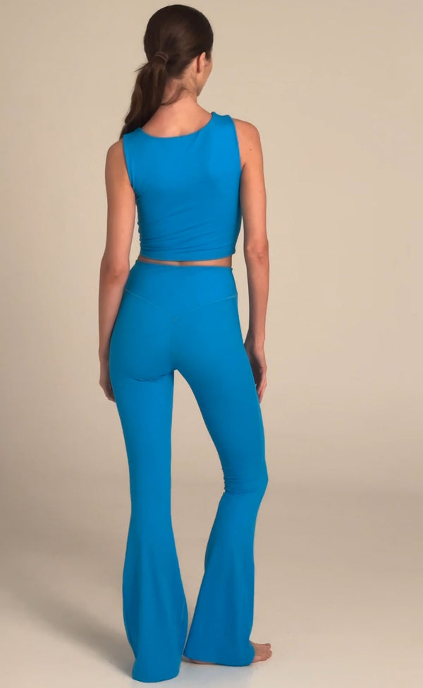 Flared Leggings - High Rise - turquoise