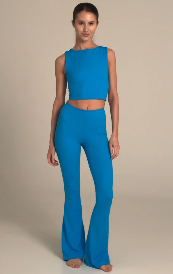 Flared Leggings - High Rise - turquoise