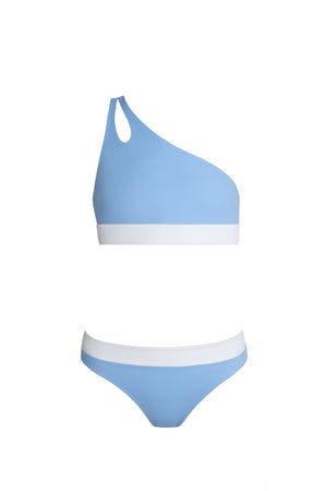 Cotton Beach + Beach Skirt - Bikini Swim Set - Hellblau